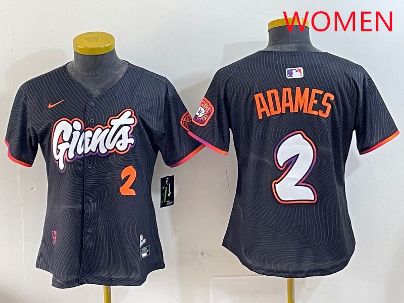 Women San Francisco Giants #2 Adames Black Joint Name Nike 2025 MLB Jersey style 5->women mlb jersey->Women Jersey
